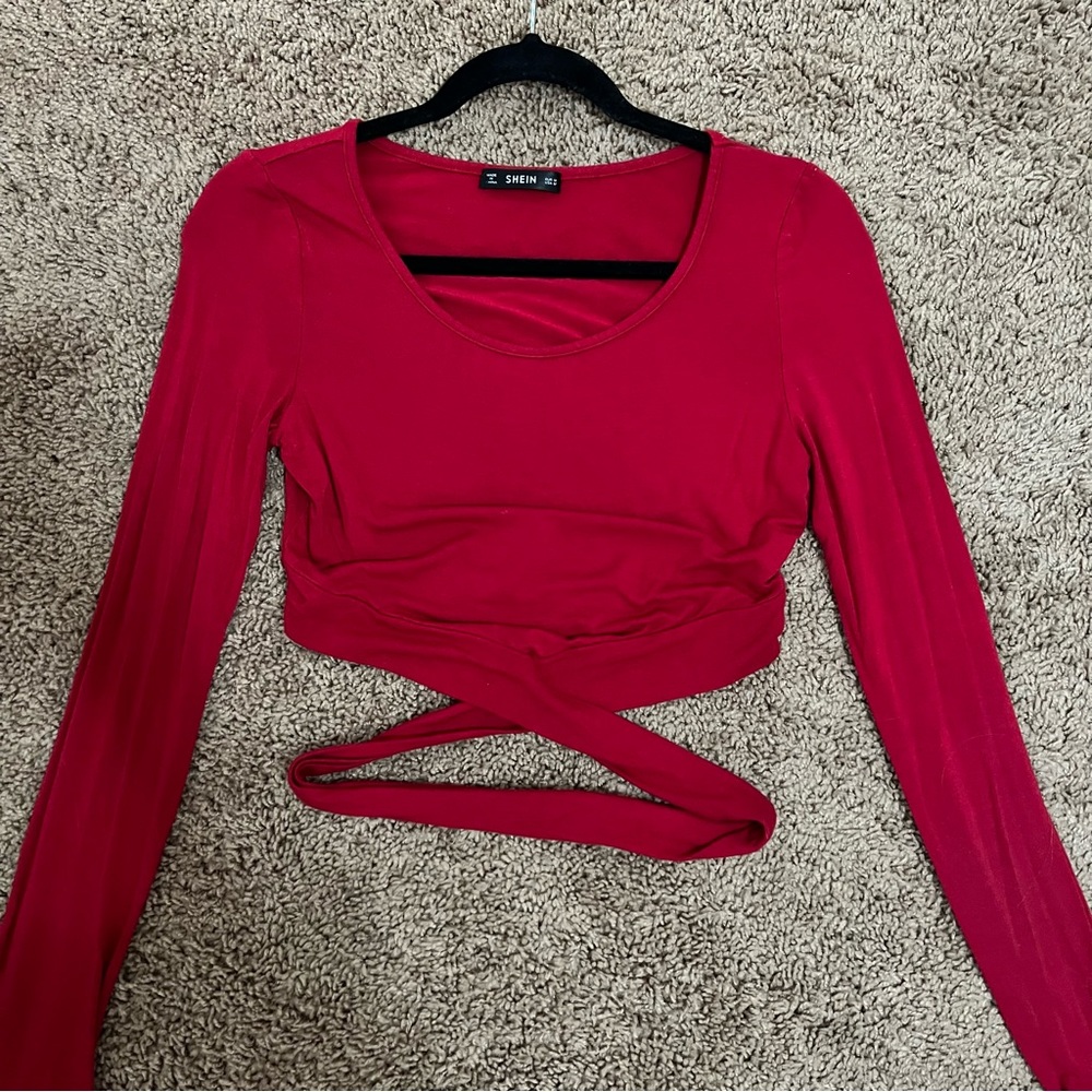 Shein Red Criss Cross Crop Top